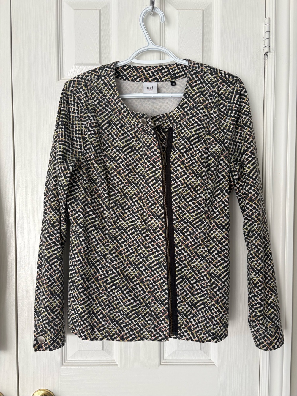 CAbi Multi-Color Patterned Zip Jacket